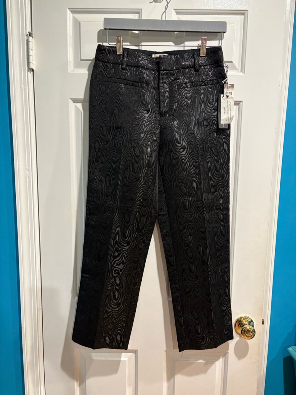 Anthropology the essential slim ankle pants trousers black shiny sz 4 new NWT
